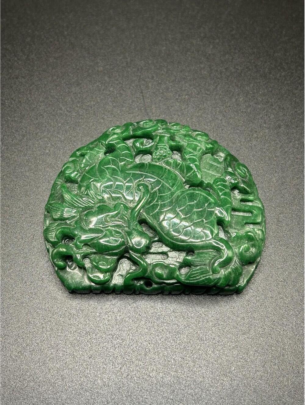 Vintage Old China Hand Carved Natural Jade Art Pendant Talisman